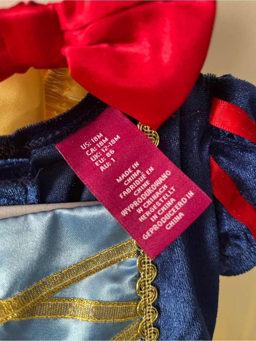 Toddlers’ Cinderella Princess Dress with Red Bow